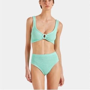 NEW Hunza G Nadine O-Ring Bikini Set in Metallic Mint Pearly Ring One Size